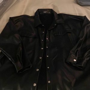 Vegan leather oversized shacket